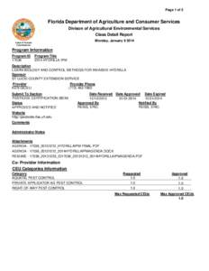 Page 1 of 2  Florida Department of Agriculture and Consumer Services Divison of Agricultural Environmental Services Class Detail Report Monday, January