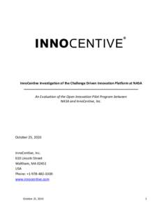 Open innovation intermediaries / InnoCentive / Collaboration / Glenn Research Center / NASA / Collective intelligence / Social information processing / Crowdsourcing