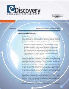 Discovery  A THOMSON WEST REPORT COMMENTARY