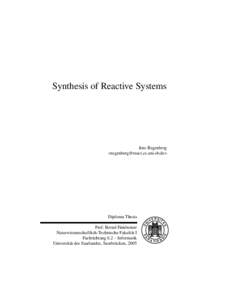 Synthesis of Reactive Systems  Jens Regenberg <>  IV