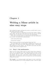 Chapter 1  Writing a Mizar article in