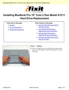 Installing MacBook Pro 15