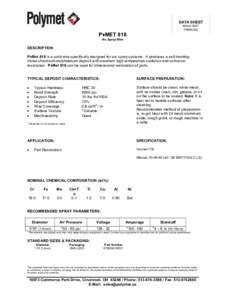 DATA SHEET March 2007 TNMA-002 P♦MET 818 Arc Spray Wire