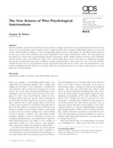 research-article2014 CDPXXX10.1177/0963721413512856WaltonWise Psychological Interventions