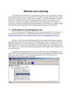 Network Lock Licensing The Network Lock License is a “concurrent use” license used by organizations to allow users to share licenses across a local area network. It requires a dongle (lock) be present on the computer