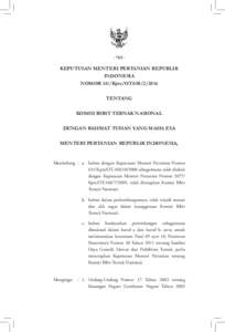 - KEPUTUSAN MENTERI PERTANIAN REPUBLIK INDONESIA NOMOR 141/Kpts/OTTENTANG
