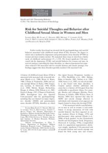 Risk for Suicidal Thoughts and Behavior after Childhood Sexual Abuse in Women and Men