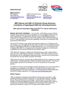 PRESS RELEASE Media Contacts: MIPI Alliance Marcia Barnett [removed[removed]