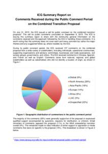 ICG Summary Report on Comments Received during the Public Comment Period on the Combined Transition Proposal On July 31, 2015, the ICG issued a call for public comment on the combined transition proposal.1 The call for p