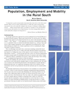 Rural-Urban Interface SRDC Policy Series February 2004, No. 3  Population, Employment and Mobility