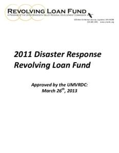 2011 Disaster Response Revolving Loan Fund Plan