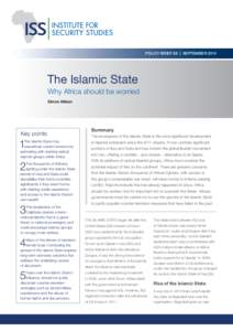 POLICY BRIEF 68 | SEPTEMBER[removed]The Islamic State Why Africa should be worried Simon Allison