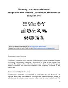 Summary: procomuns statement  and policies for Commons Collaborative Economies at  European level      