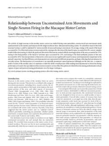 2760 • The Journal of Neuroscience, March 14, 2007 • 27(11):2760 –2780  Behavioral/Systems/Cognitive Relationship between Unconstrained Arm Movements and Single-Neuron Firing in the Macaque Motor Cortex