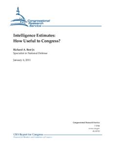 Intelligence Estimates: How Useful to Congress?