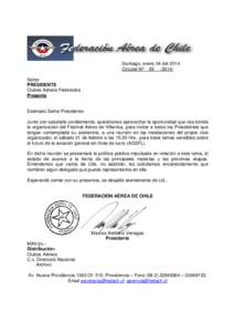 Santiago, enero 24 del 2014 Circular Nº Señor PRESIDENTE Clubes Aéreos Federados Presente