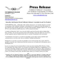 Press Release FOR IMMEDIATE RELEASE December 12, 2014 CONTACT: Malorie Bankhead Associate Director of Communications