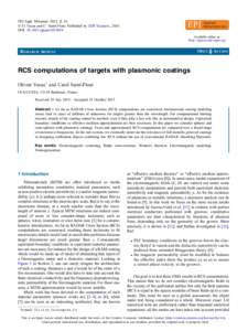 EPJ Appl. Metamat. 2015, 2, 16  O. Vacus and C. Saint-Flour, Published by EDP Sciences, 2016 DOI: epjamAvailable online at: http://epjam.edp-open.org