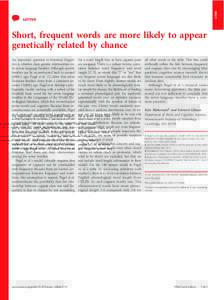 LETTER  LETTER Short, frequent words are more likely to appear genetically related by chance