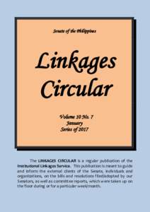 Senate of the Philippines  Linkages Circular Volume 10 No. 7 January