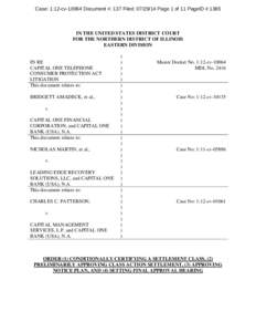 Case: 1:12-cv[removed]Document #: 137 Filed: [removed]Page 1 of 11 PageID #:1365  IN THE UNITED STATES DISTRICT COURT FOR THE NORTHERN DISTRICT OF ILLINOIS EASTERN DIVISION
