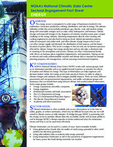 NOAA’s National Climatic Data Center Sectoral Engagement Fact Sheet ENERGY  O