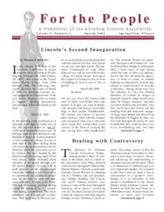 For the People A Newsletter of the Abraham Lincoln Association Volume 4, Number 1 Spring 2002