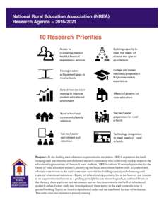 National Rural Education Association (NREA) Research Agenda – Research Priorities Access	
   to	
   counseling/mental	
  