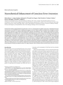 The Journal of Neuroscience, February 22, 2012 • 32(8):2619 –2627 • 2619  Behavioral/Systems/Cognitive Neurochemical Enhancement of Conscious Error Awareness Robert Hester,1 L. Sanjay Nandam,2 Redmond G. O’Connel