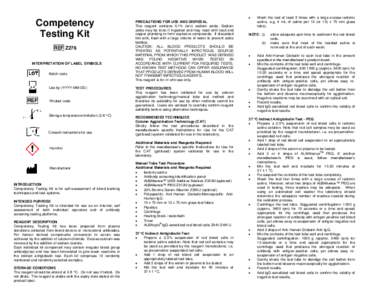 Competency Testing Kit REF Z276 INTERPRETATION OF LABEL SYMBOLS Batch code