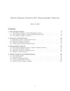 Derived Algebraic Geometry XIV: Representability Theorems March 14, 2012 Contents 1 The 1.1