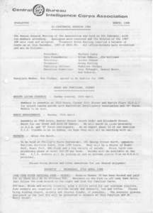 Central f/>£>J Bureau Intelligence Corps Association NEWSLETTER MARCH[removed]BI-CENTENNIAL REUNION 1988