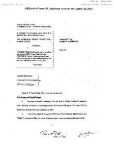 Affidavit of James R. Anderson sworn to November 20, 2013