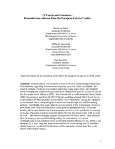 Of Courts and Commerce: Reconsidering evidence from the European Court of Justice     Matthew Gabel  Associate Professor 