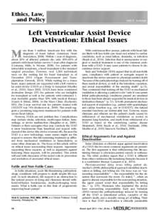 Ethics, Law, and Policy Vicki D. Lachman  Left Ventricular Assist Device