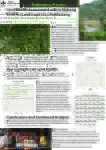 Preliminary Results - Land Health Assessment within Mekong Sentinel Landscapes (SL): Manlaxiang