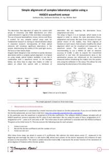 Simple alignment of complex laboratory optics using a HASO3 wavefront sensor Guillaume Gey, Guillaume Dovillaire, Dr.-Ing. Mathias Bach The aberration free alignment of optics for custom built setups in University and R&