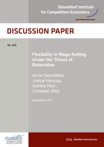 No 269  Flexibility in Wage Setting Under the Threat of Relocation Anna Goeddeke,