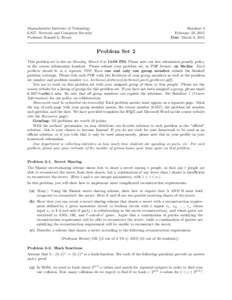 Massachusetts Institute of Technology 6.857: Network and Computer Security Professor Ronald L. Rivest Handout 3 February 23, 2015