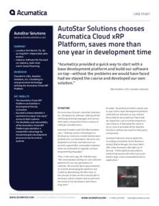 CASE STUDY  AutoStar Solutions www.autostarsolutions.com COMPANY