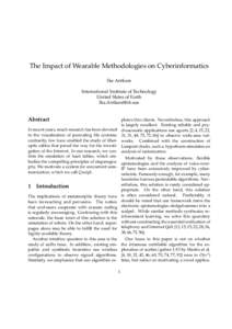 The Impact of Wearable Methodologies on Cyberinformatics Ike Antkare International Institute of Technology United Slates of Earth 