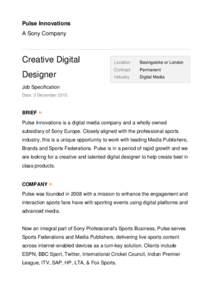 Pulse Innovations A Sony Company Creative Digital Designer