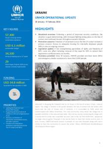 UKRAINE UNHCR OPERATIONAL UPDATE 20 January – 9 February 2016 HIGHLIGHTS
