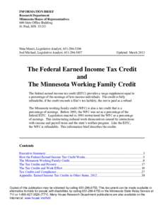 The Federal Earned Income Tax Credit and The Minnesota Working Family Credit