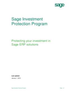 Sage Investment Protection Program Protecting your investment in Sage ERP solutions