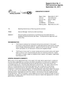 Report - preventing sex exploitation action plan: 2011 Sep 22