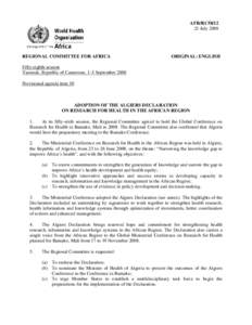 Microsoft Word - AFR-RC58-12 - Adoption of the Algiers Declaration on Research.doc