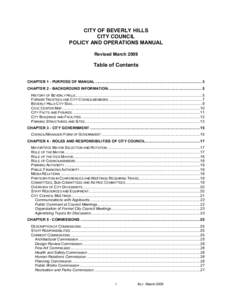 CITY OF BEVERLY HILLS CITY COUNCIL POLICY AND OPERATIONS MANUAL Revised MarchTable of Contents