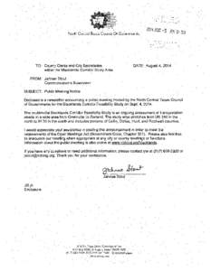 North Central Texas Council Of Governments  TO: County Clerks and City Secretaries within the Blacklands Corridor Study Area[removed]AUG -S M! 8: 50