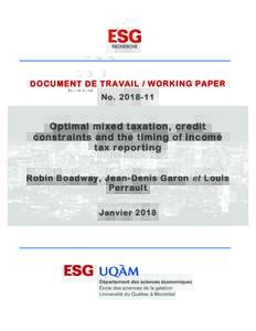 DOCUMENT DE TRAVAIL / WORKING PAPER NoOptimal mixed taxation, credit